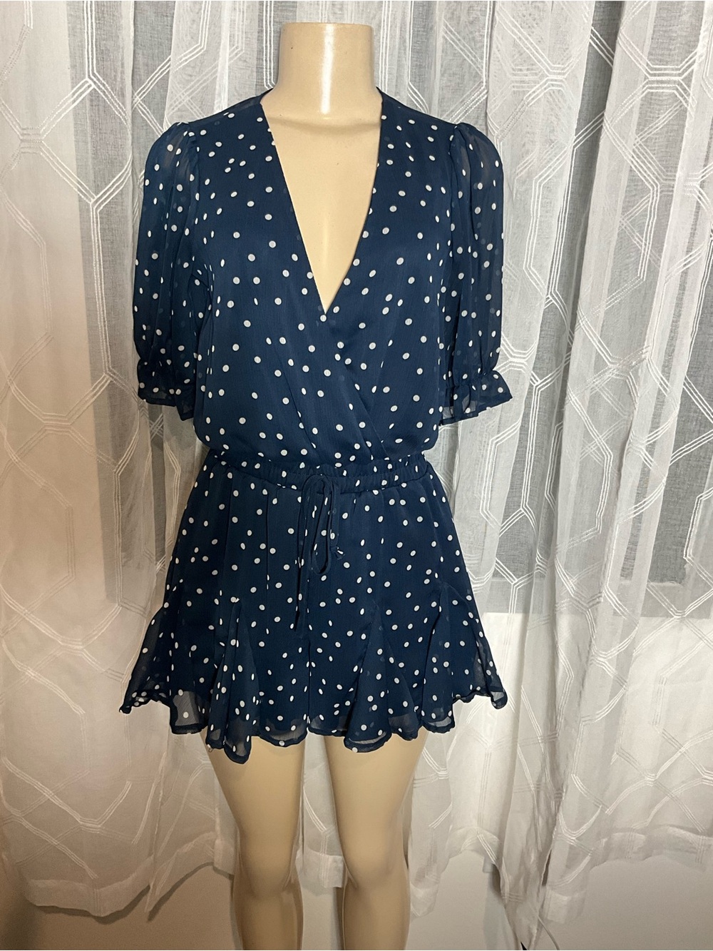 Trixxi Navy Blue Polka Dot Short Romper